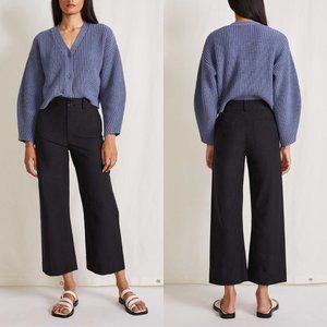 Apiece Apart Classic Merida High Rise Wide Leg Crop Cotton Pants Black Size 0